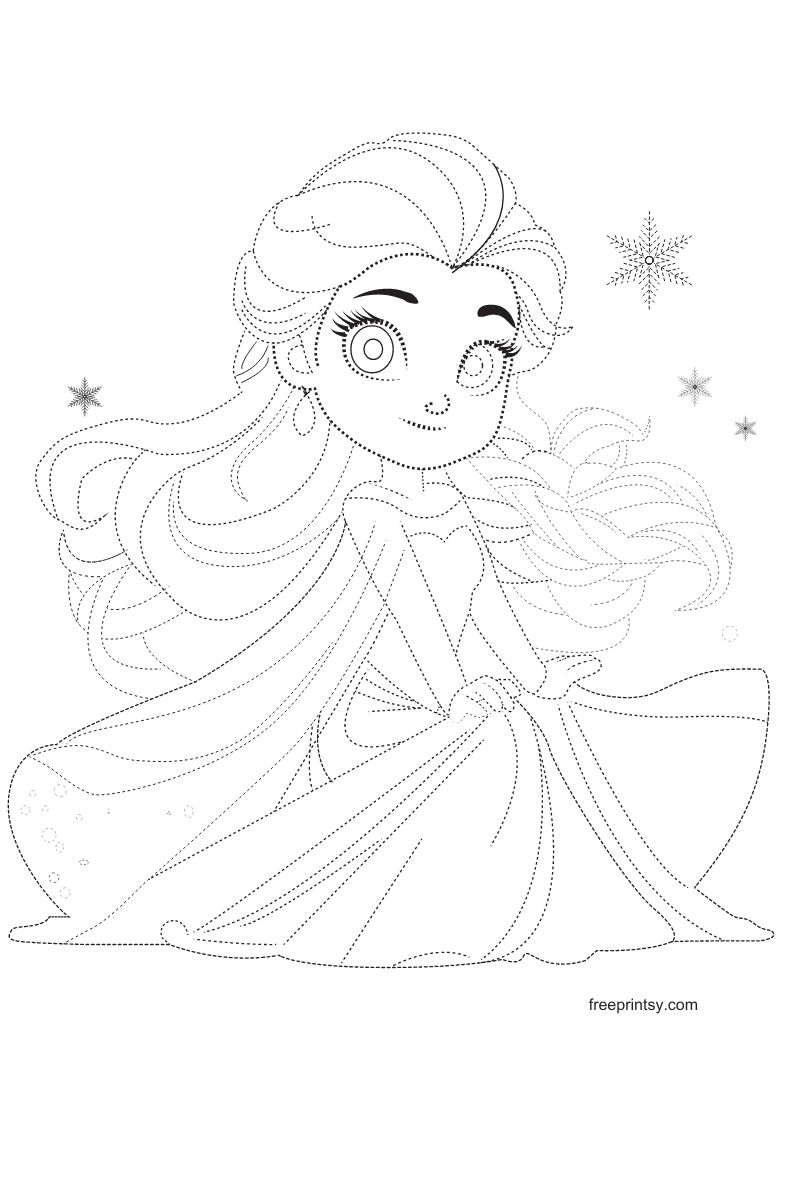 Cute Elsa tracing lines free pdf.pdf