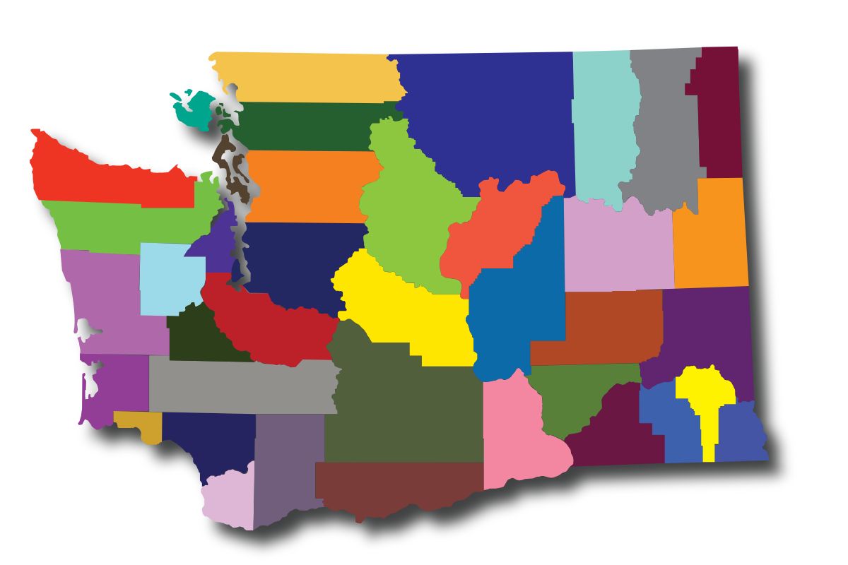 Colorful Blank Washington State Map High-Res Blank Vector Graphic