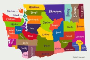 Colorful Washington State Map High-Res Free Vector Graphic