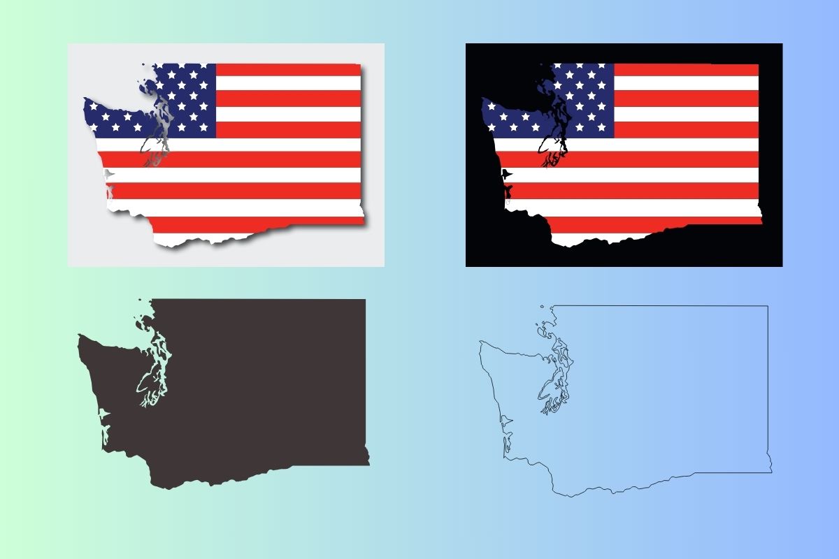 Washington State Map with US Flag overlay