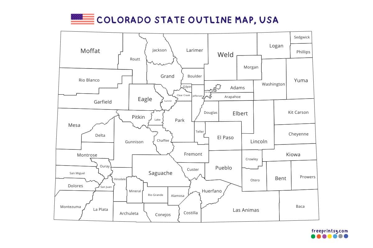 Colorado State Map Outline Free vector Graphics